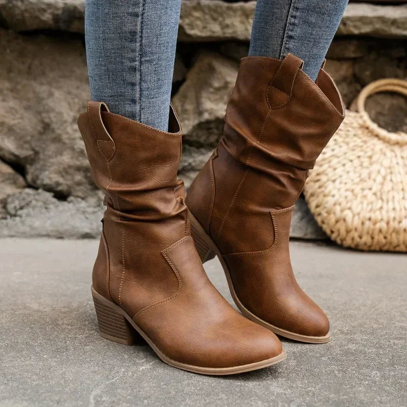 Ava | Women's Western Slouchy Mid Calf Boots