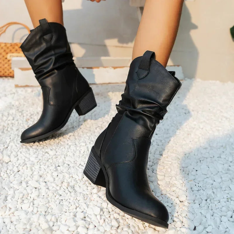 Ava | Women's Western Slouchy Mid Calf Boots