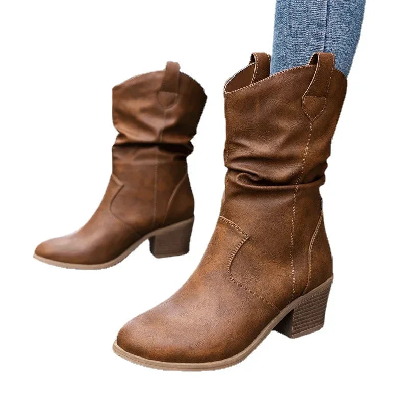 Ava | Women's Western Slouchy Mid Calf Boots