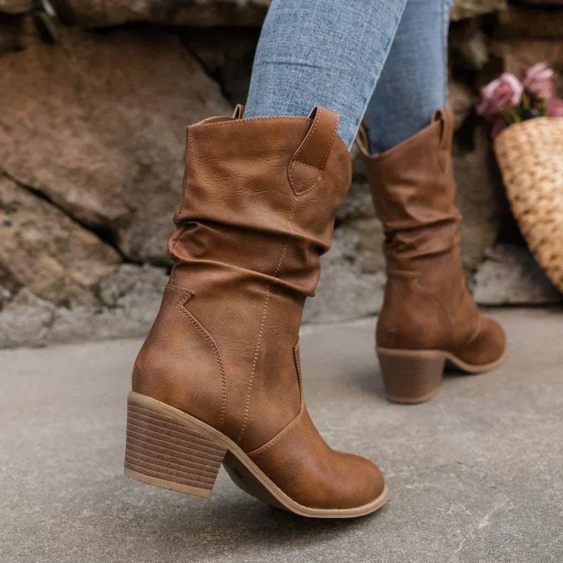 Ava | Women's Western Slouchy Mid Calf Boots