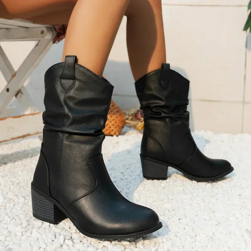 Ava | Women's Western Slouchy Mid Calf Boots