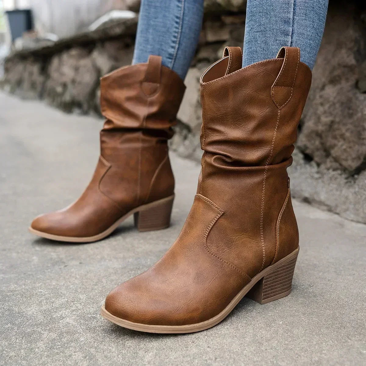 Ava | Women's Western Slouchy Mid Calf Boots