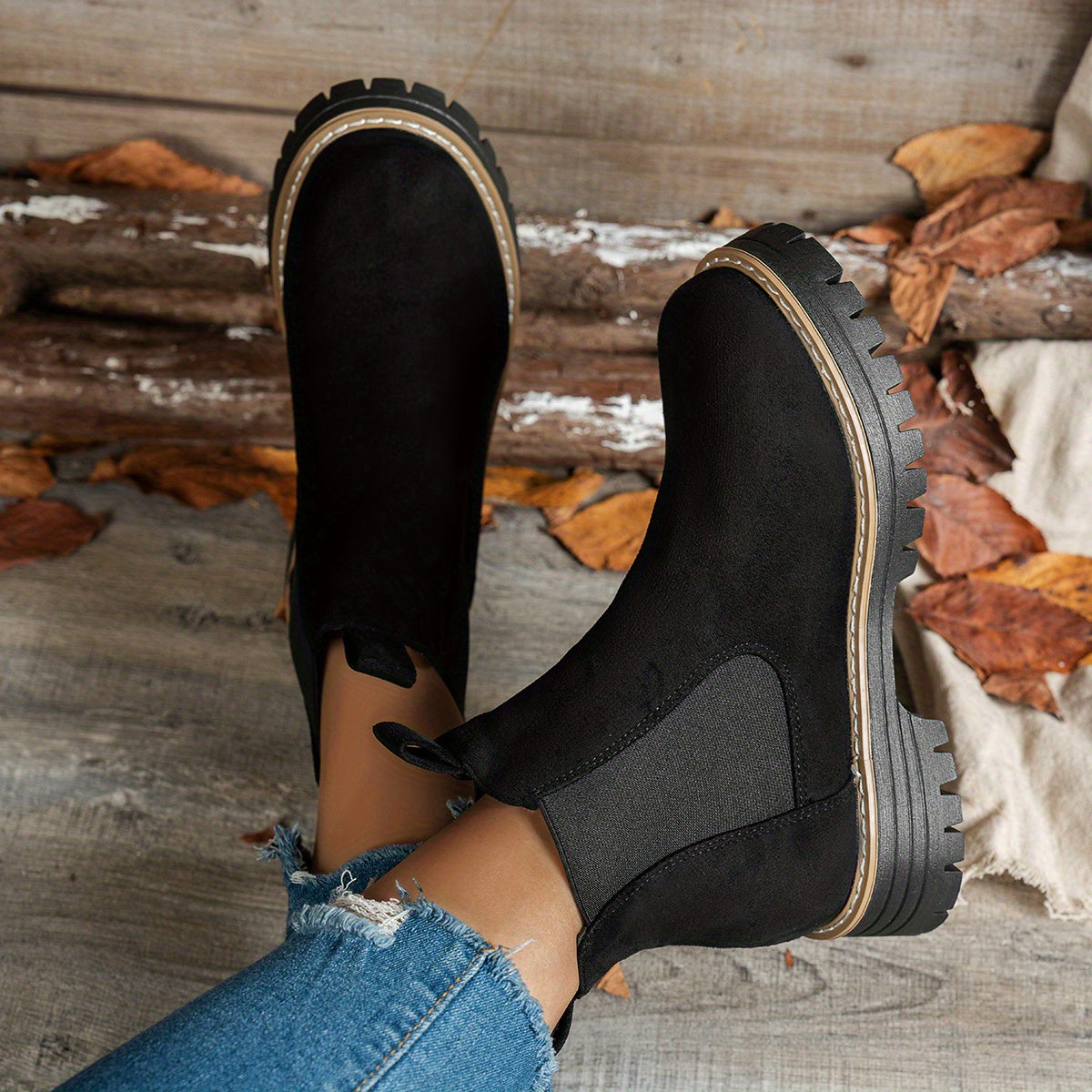Charlotte | Women's Chunky Platform Suede Chelsea Boots