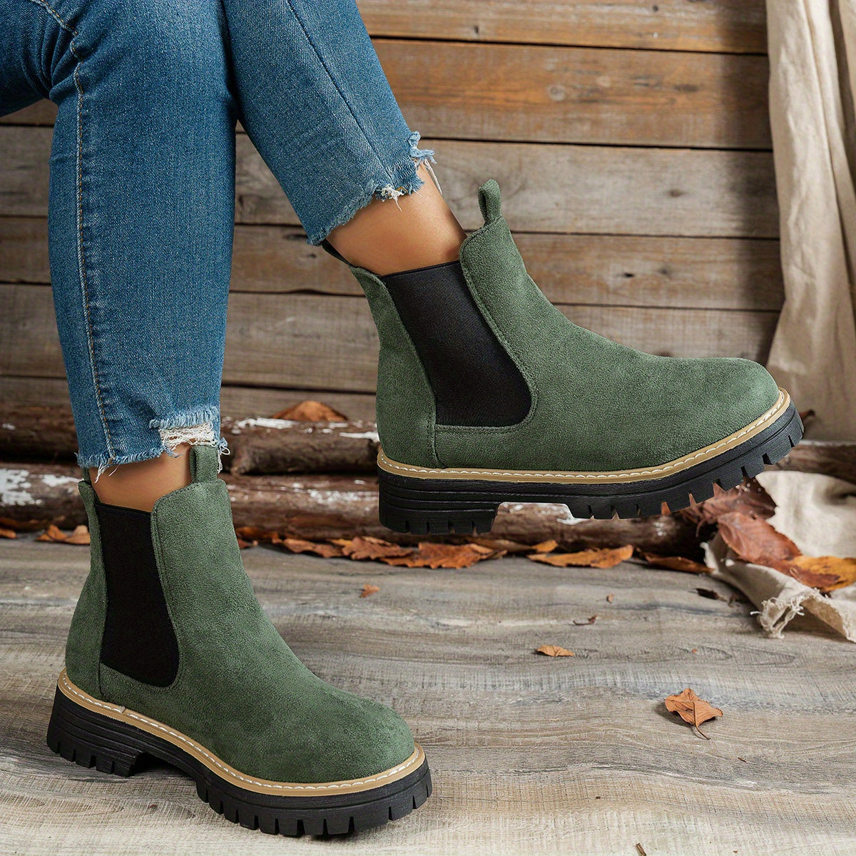 Charlotte | Women's Chunky Platform Suede Chelsea Boots