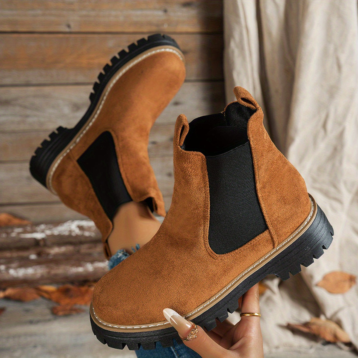 Charlotte | Women's Chunky Platform Suede Chelsea Boots