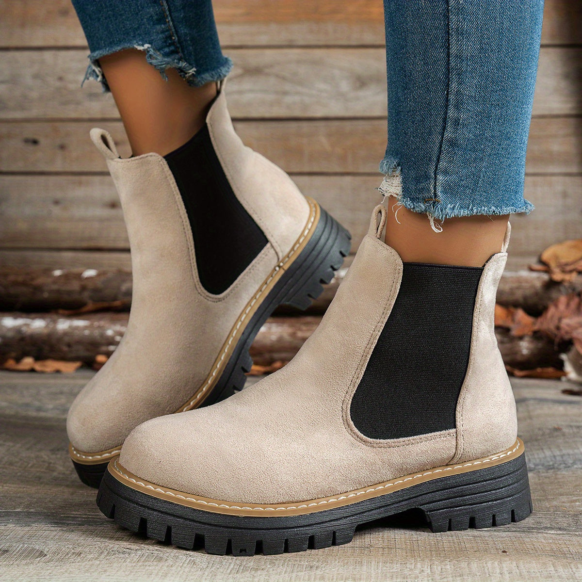 Charlotte | Women's Chunky Platform Suede Chelsea Boots