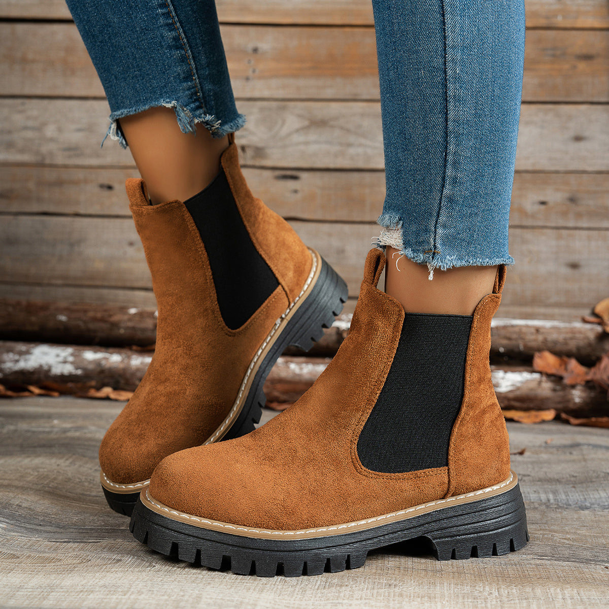 Charlotte | Women's Chunky Platform Suede Chelsea Boots