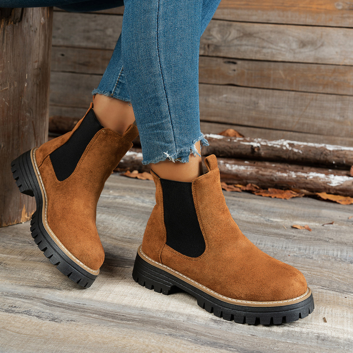 Charlotte | Women's Chunky Platform Suede Chelsea Boots
