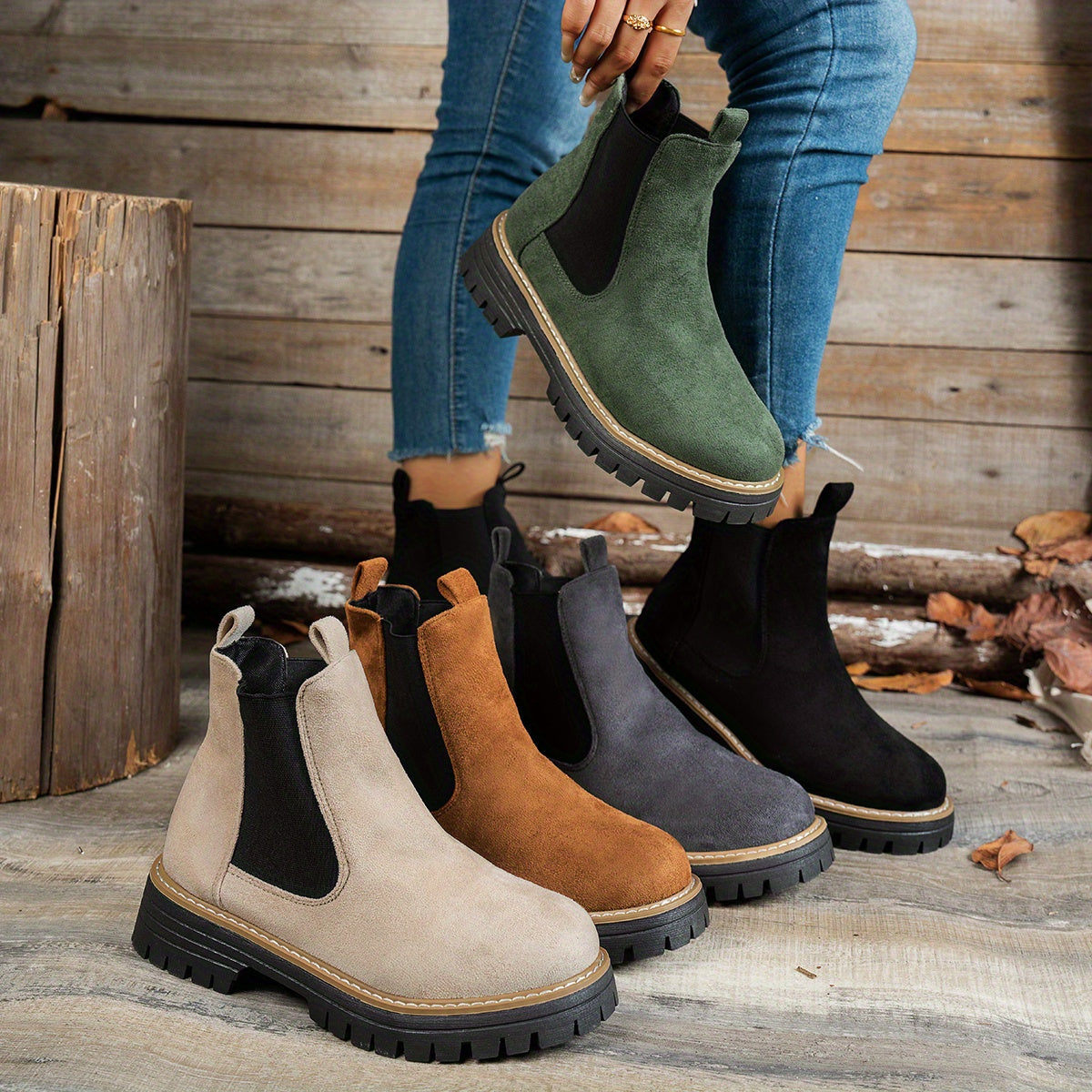 Charlotte | Women's Chunky Platform Suede Chelsea Boots