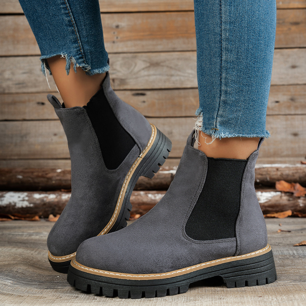 Charlotte | Women's Chunky Platform Suede Chelsea Boots