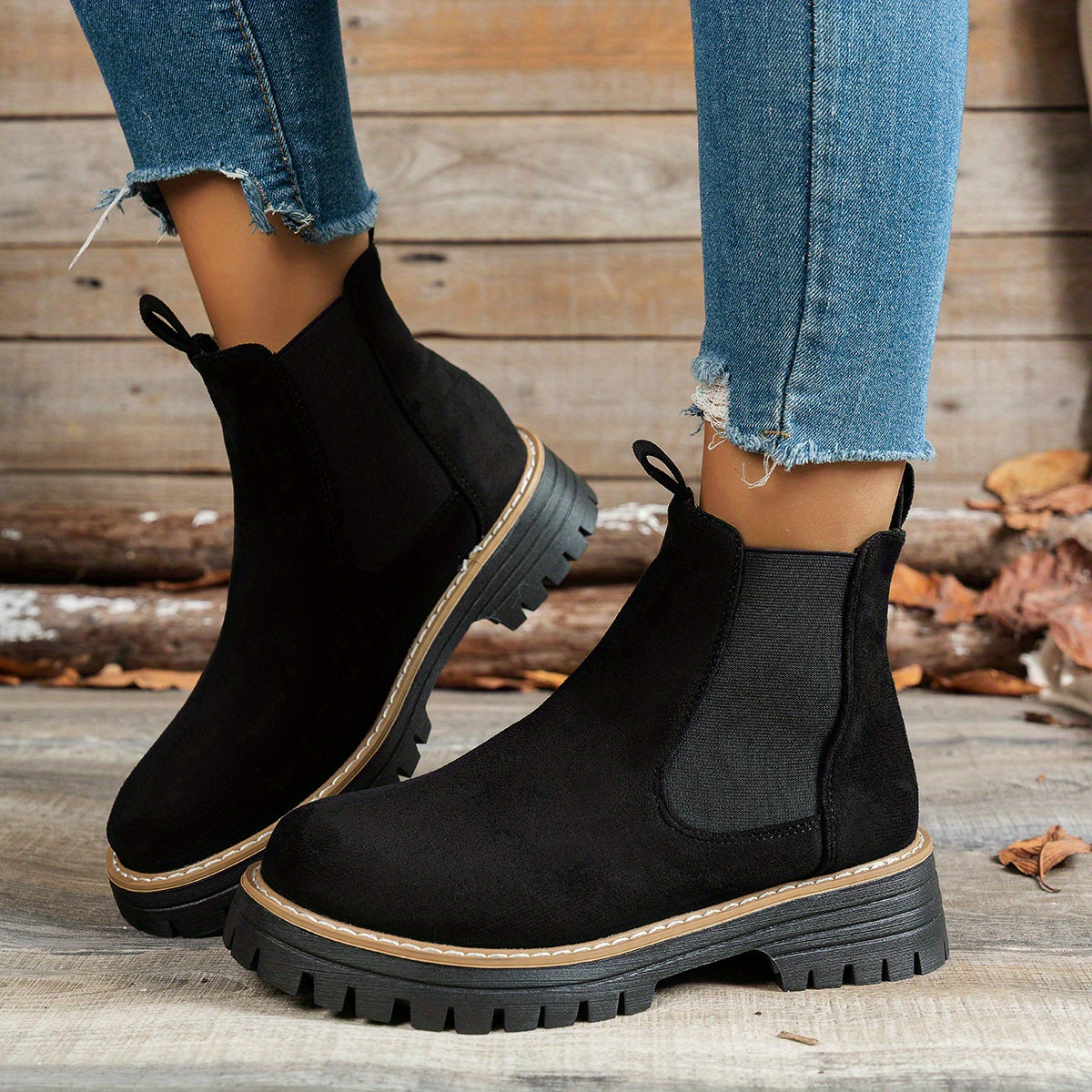 Charlotte | Women's Chunky Platform Suede Chelsea Boots