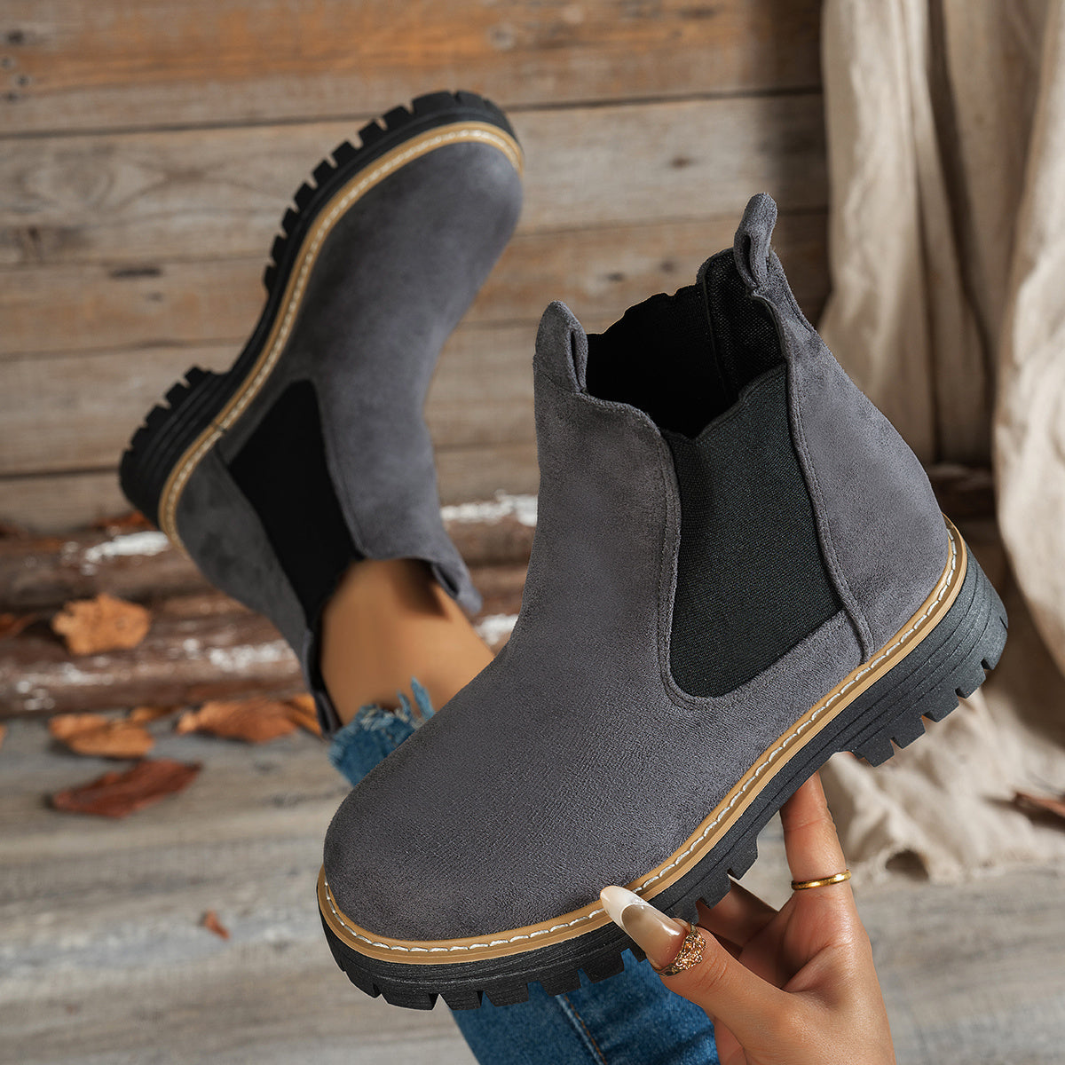 Charlotte | Women's Chunky Platform Suede Chelsea Boots