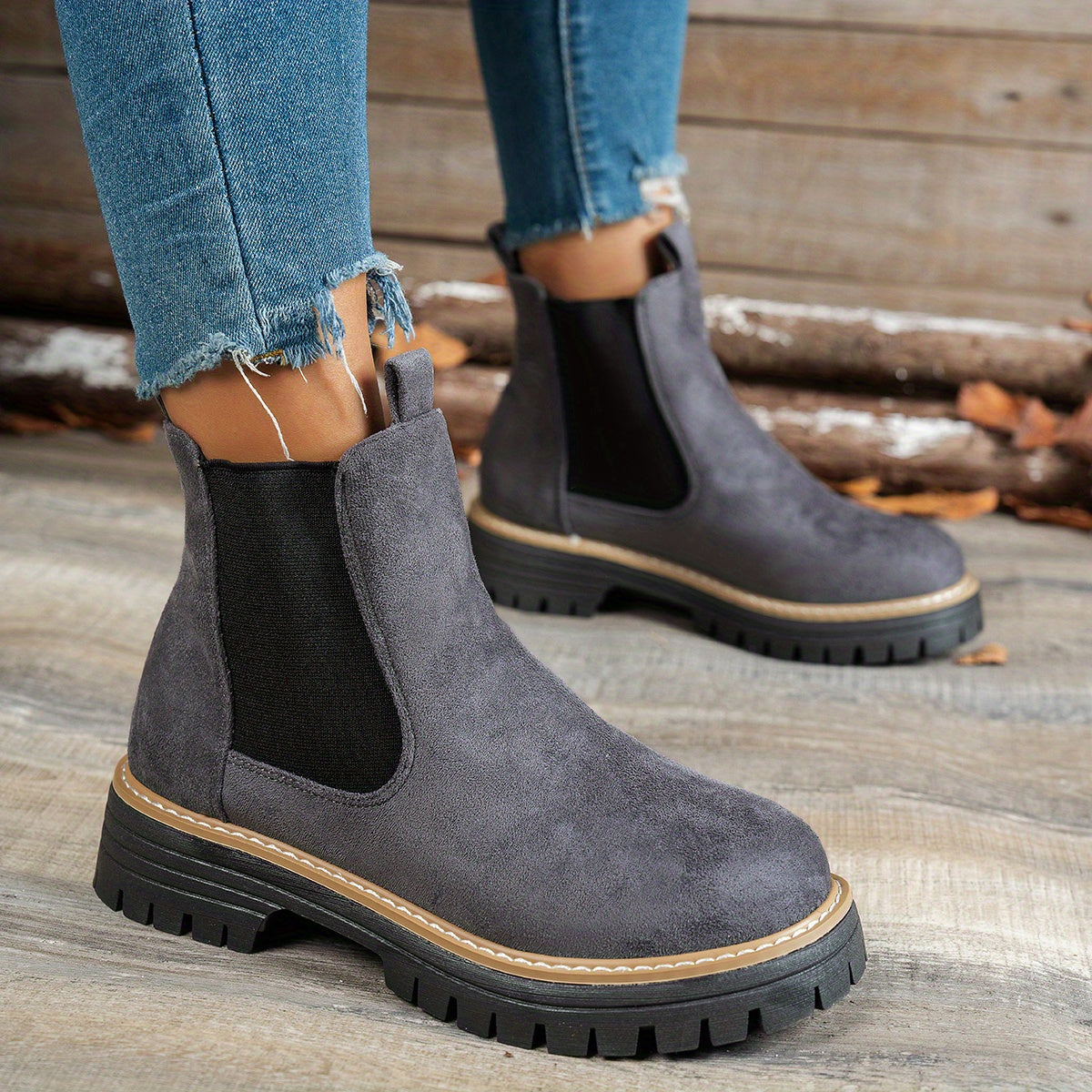Charlotte | Women's Chunky Platform Suede Chelsea Boots
