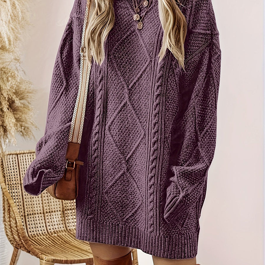Solara | Women's Relaxed Fit Cable Knit Sweater Dress