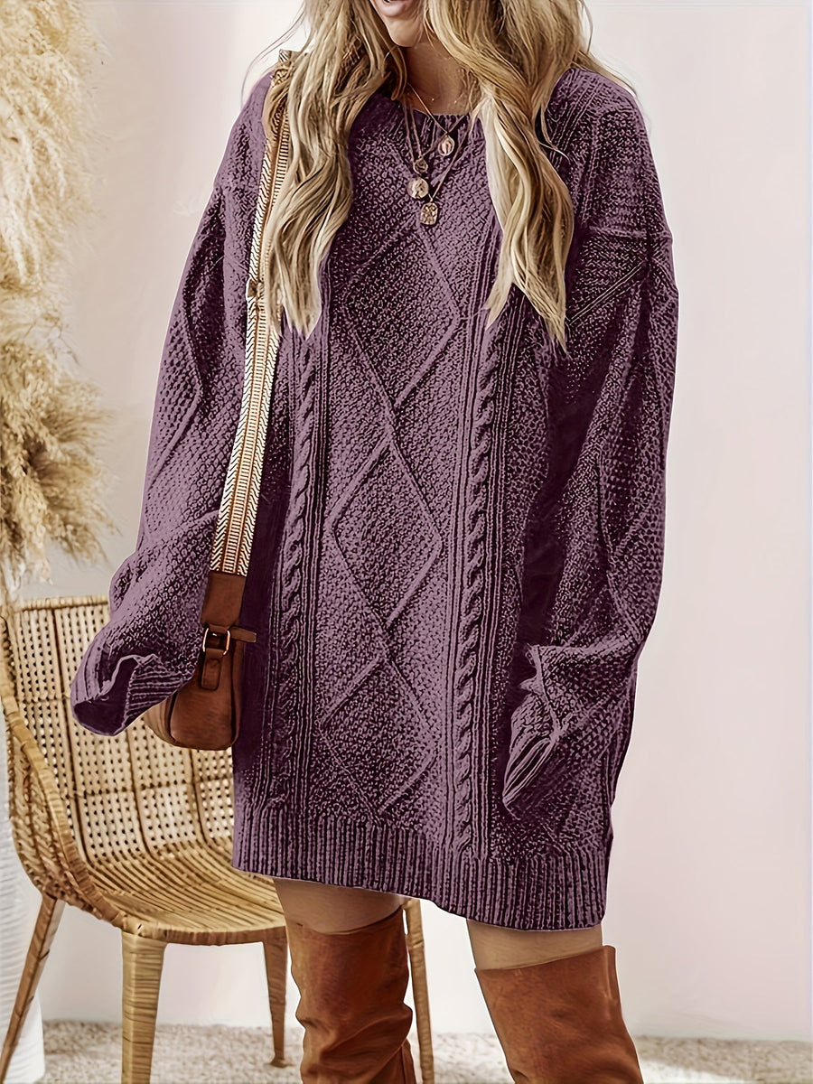 Solara | Women's Relaxed Fit Cable Knit Sweater Dress