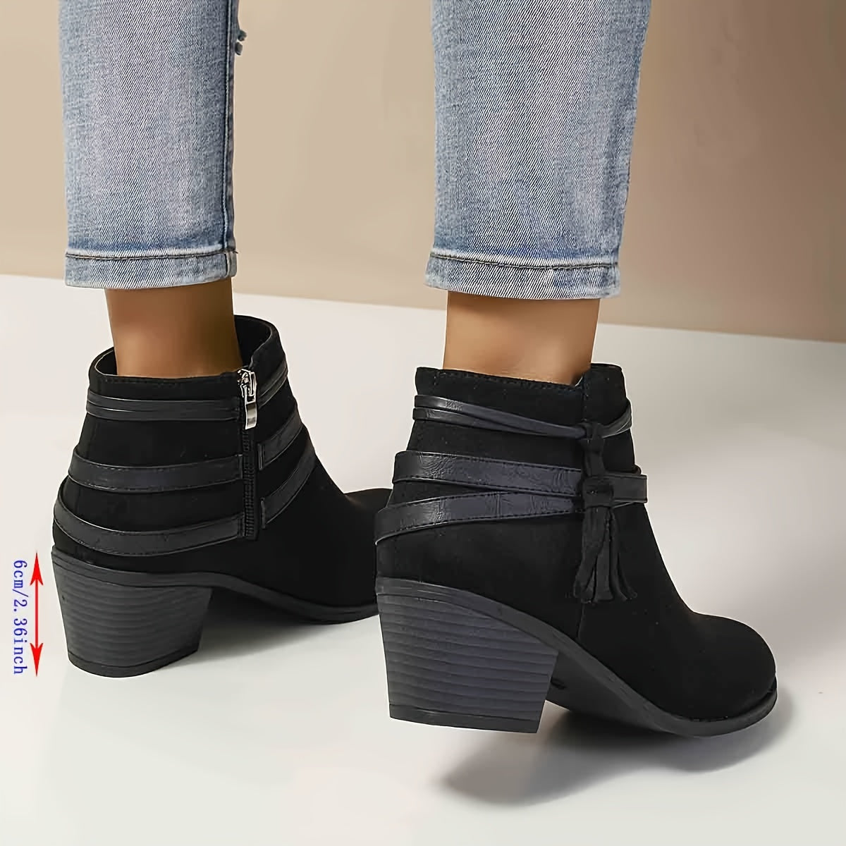 Emily | Women's Suede Strappy Block Heel Ankle Boots