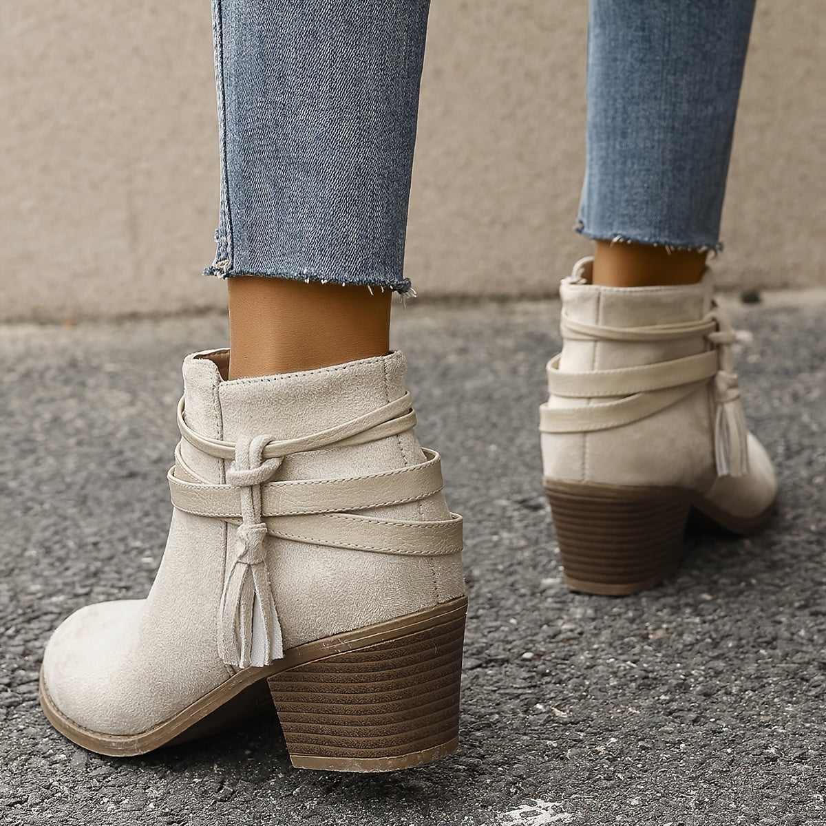 Emily | Women's Suede Strappy Block Heel Ankle Boots