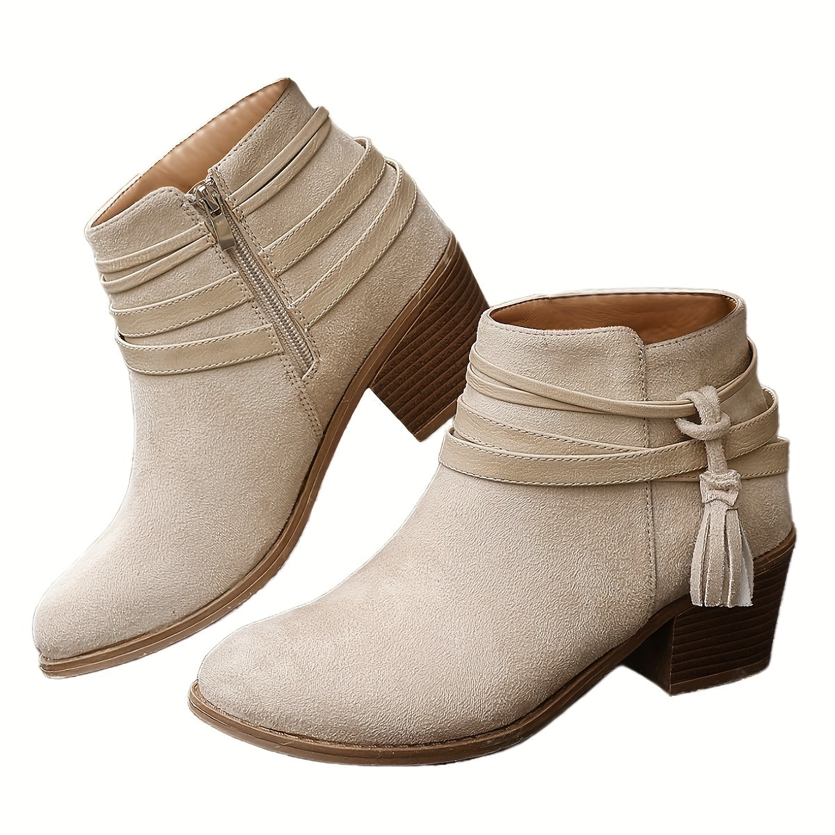 Emily | Women's Suede Strappy Block Heel Ankle Boots