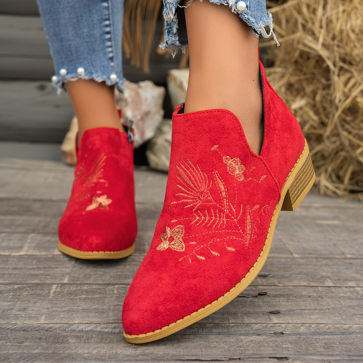 Tivelle | Women's Embroidered Ankle Boots
