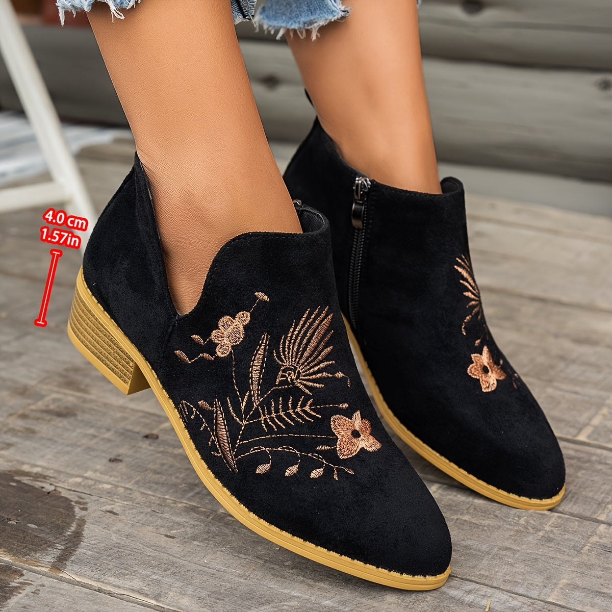 Tivelle | Women's Embroidered Ankle Boots