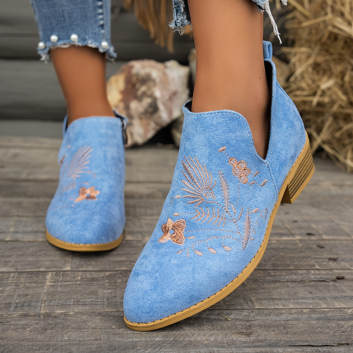Tivelle | Women's Embroidered Ankle Boots