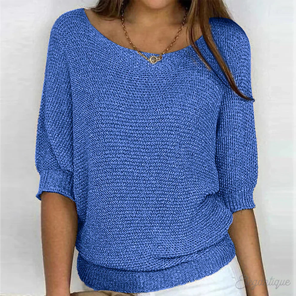 Jolene | Women's Lightweight Relaxed Fit Crew Neck Knit Sweater