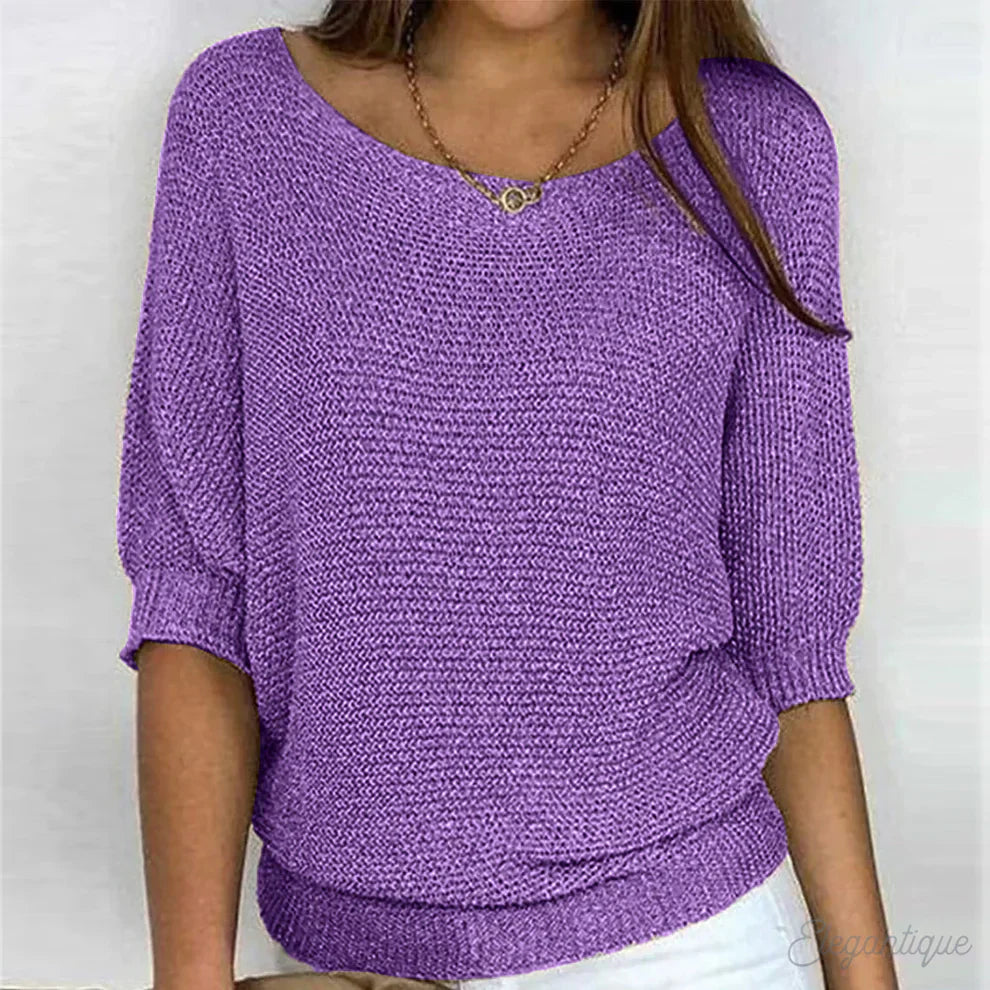 Jolene | Women's Lightweight Relaxed Fit Crew Neck Knit Sweater