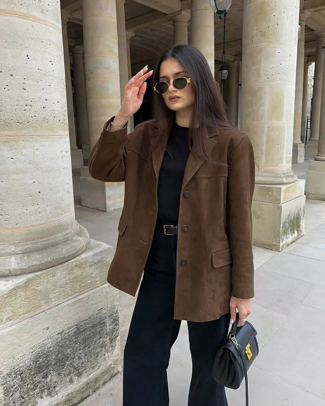 Faustina | Women's Longline Suedine Notch Lapel Blazer