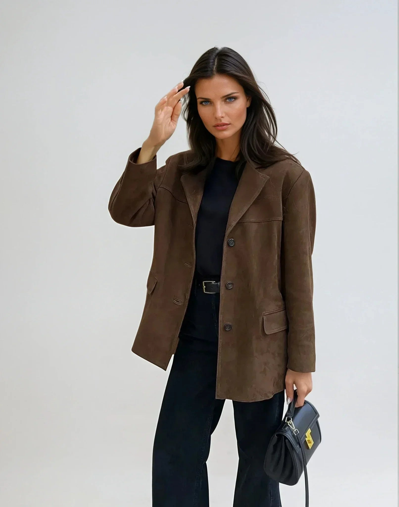 Faustina | Women's Longline Suedine Notch Lapel Blazer