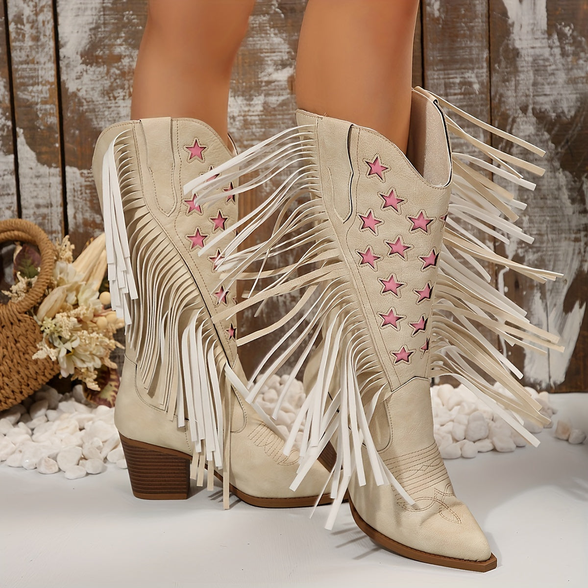 Vexara | Women's Pink Star Western Boots
