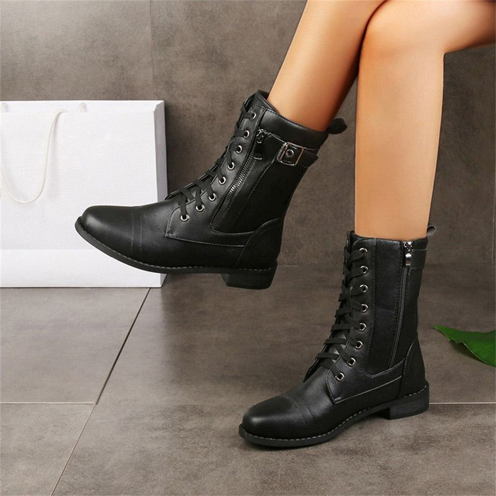 Lily | Women's Lace Up Combat Mid Calf Boots