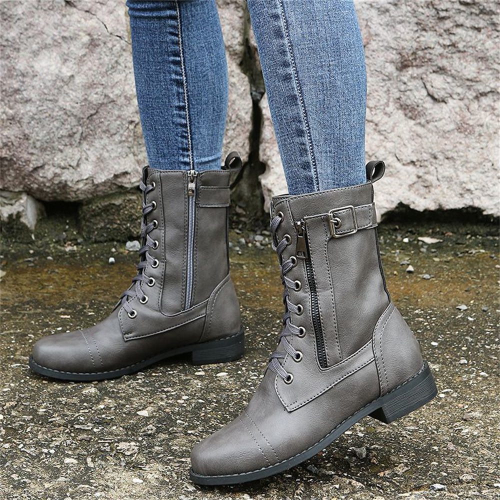 Lily | Women's Lace Up Combat Mid Calf Boots