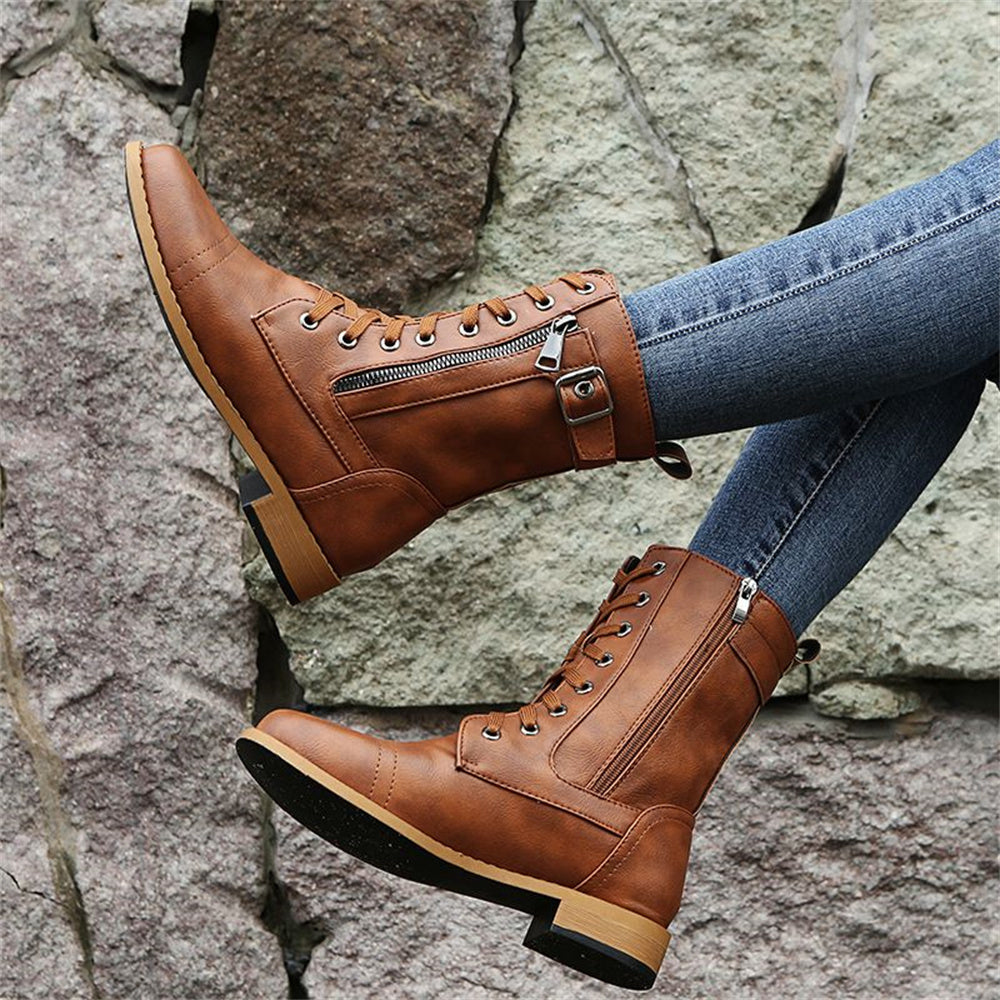 Lily | Women's Lace Up Combat Mid Calf Boots