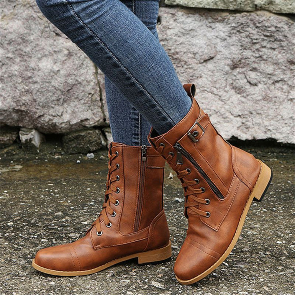 Lily | Women's Lace Up Combat Mid Calf Boots