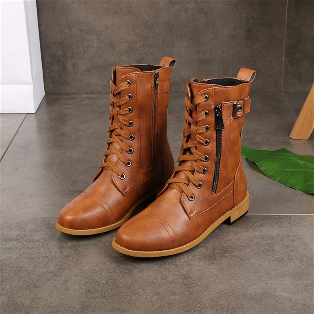 Lily | Women's Lace Up Combat Mid Calf Boots
