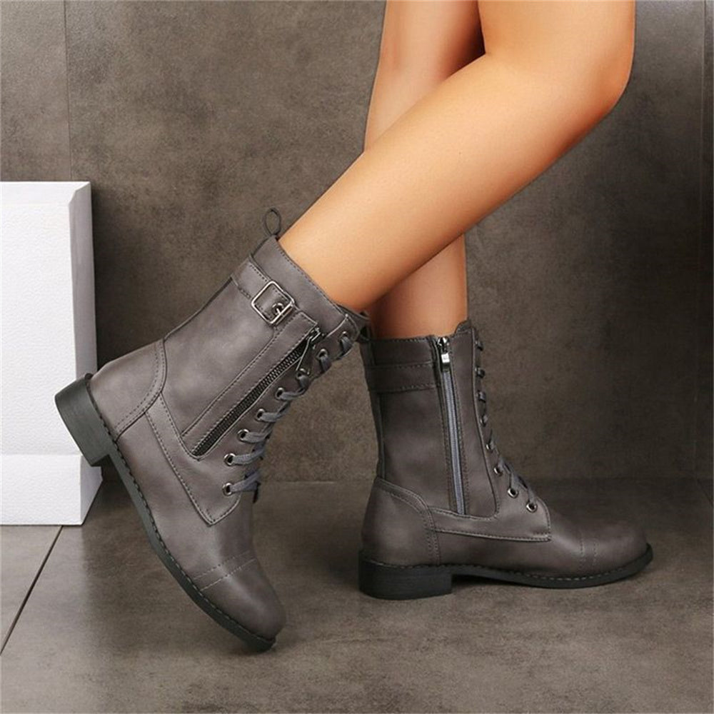 Lily | Women's Lace Up Combat Mid Calf Boots