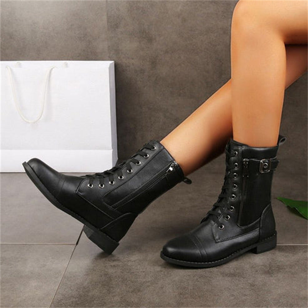 Lily | Women's Lace Up Combat Mid Calf Boots