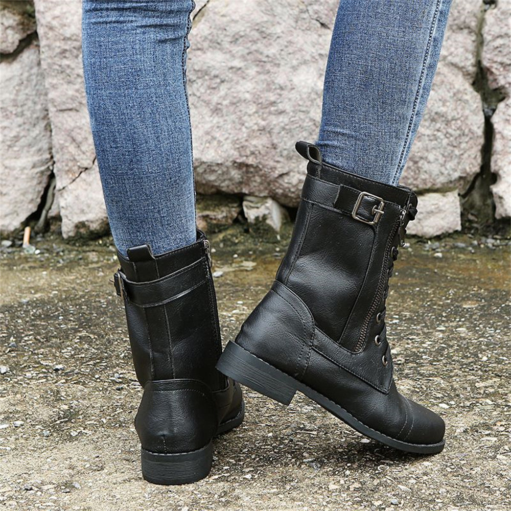 Lily | Women's Lace Up Combat Mid Calf Boots