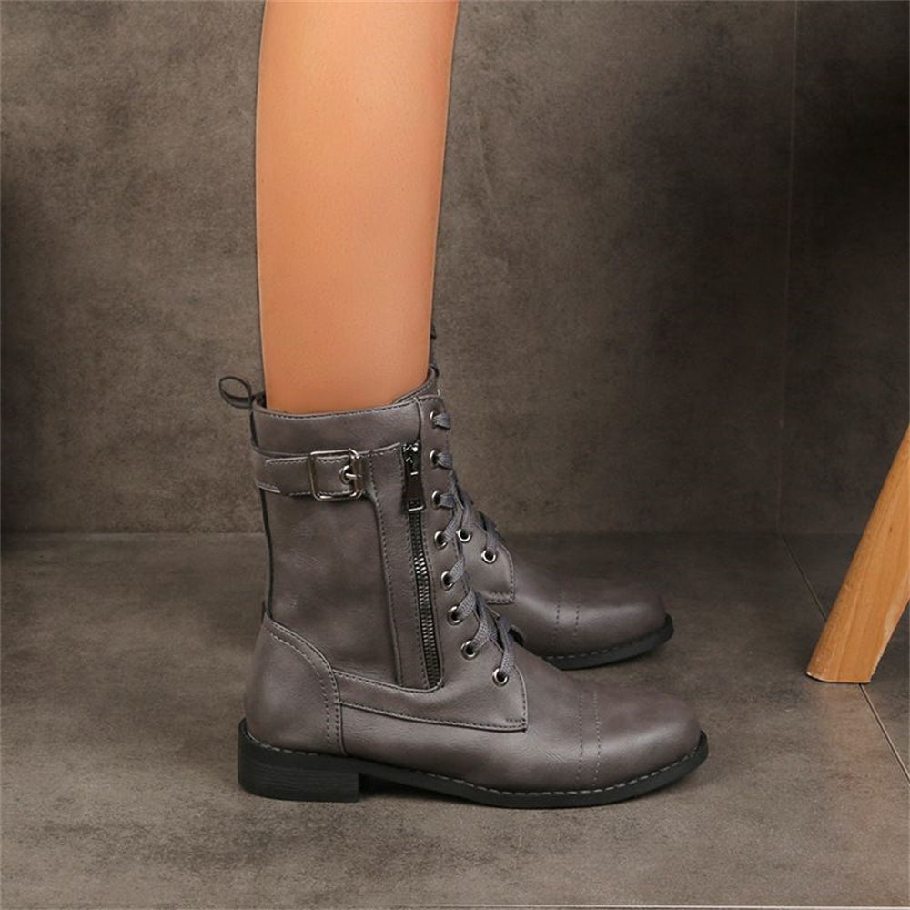 Lily | Women's Lace Up Combat Mid Calf Boots