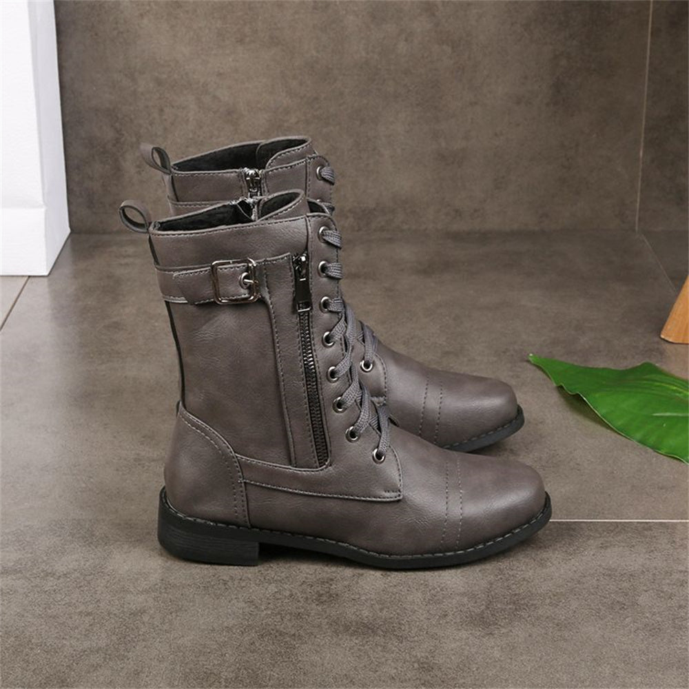 Lily | Women's Lace Up Combat Mid Calf Boots