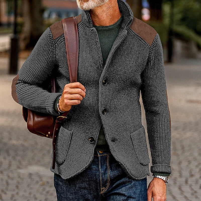 Warwick | Men's Warm Elbow Patch Cardigan