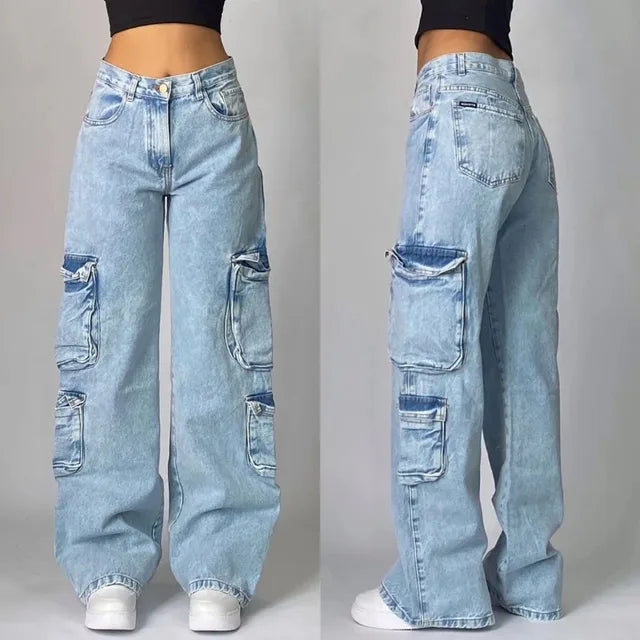 Harlow | Women's Cargo Pocket Baggy Jeans