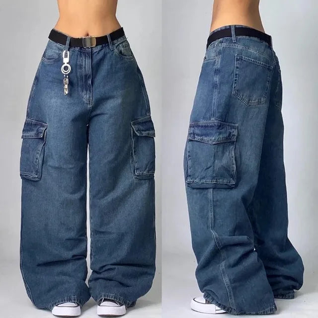 Harlow | Women's Cargo Pocket Baggy Jeans