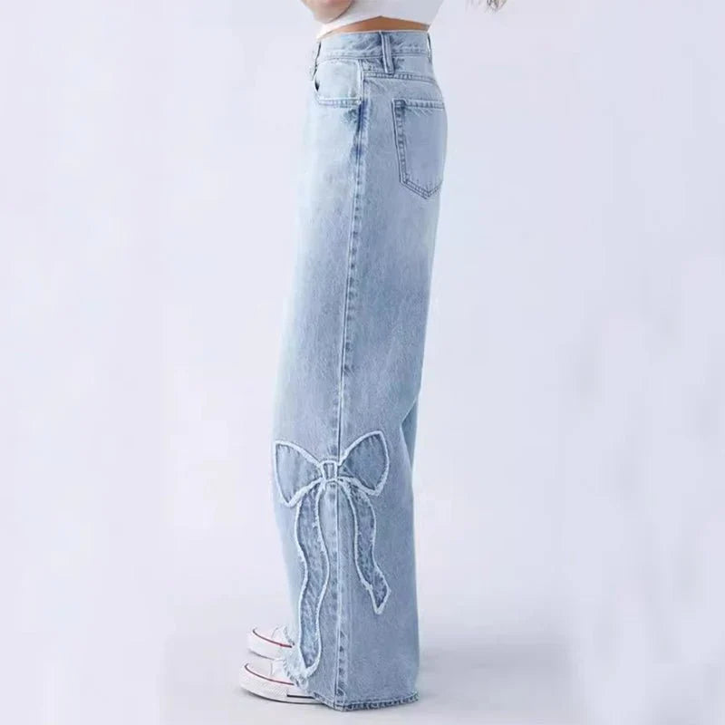 Fern | Women's Bow Embroidered Baggy Jeans