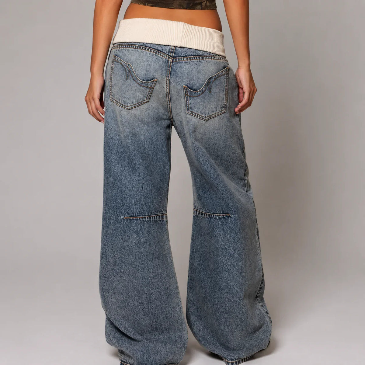 Marlowe | Women's Ribbed Waistband Baggy Jeans