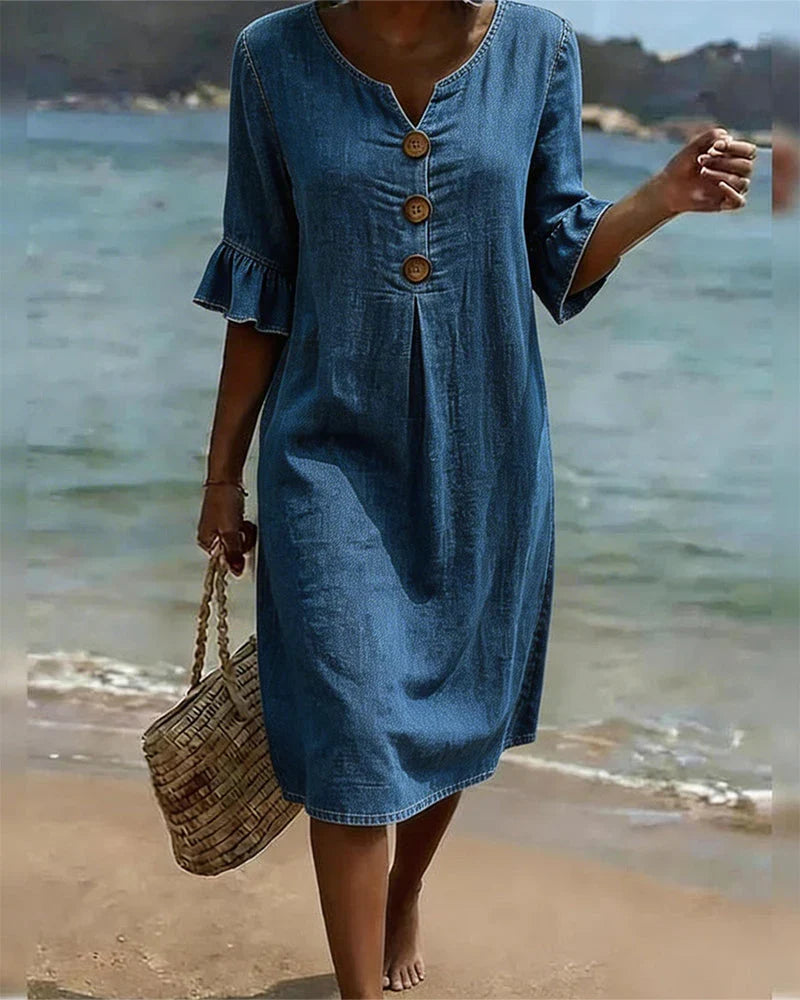 Anouk | Women's Ruffle Sleeve Denim Dress