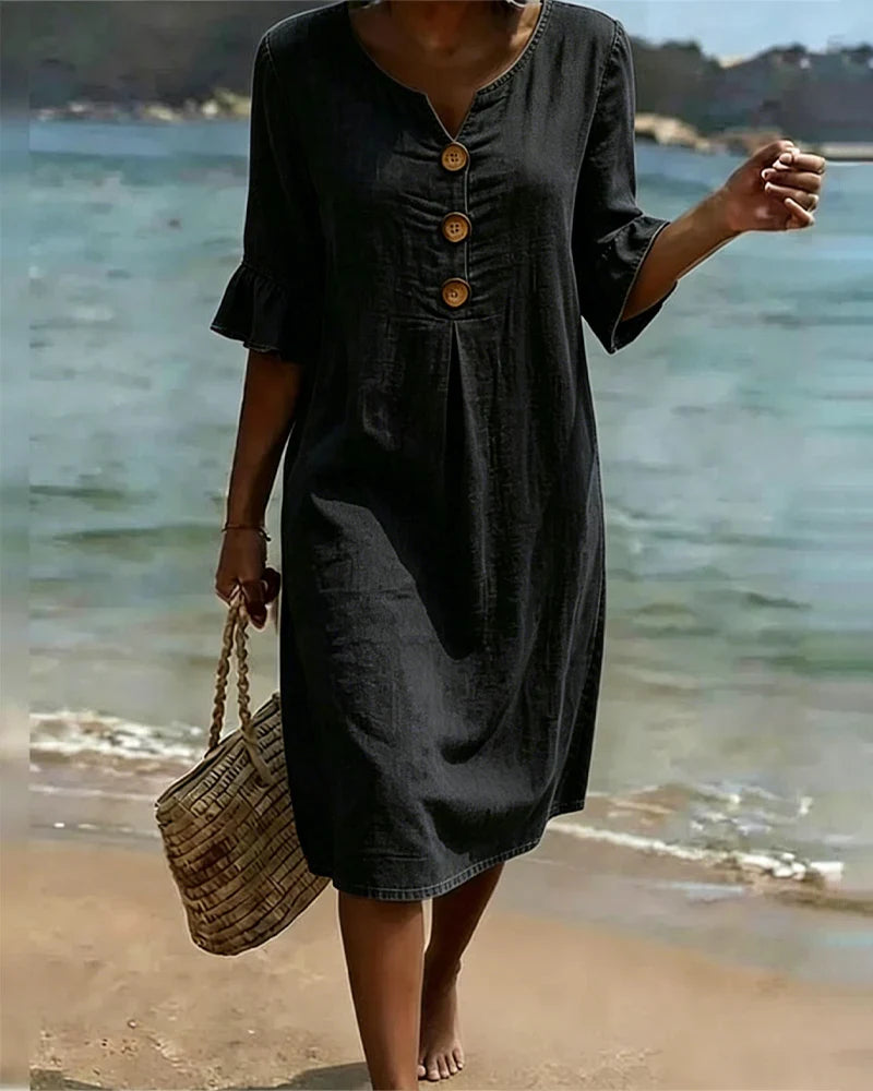 Anouk | Women's Ruffle Sleeve Denim Dress