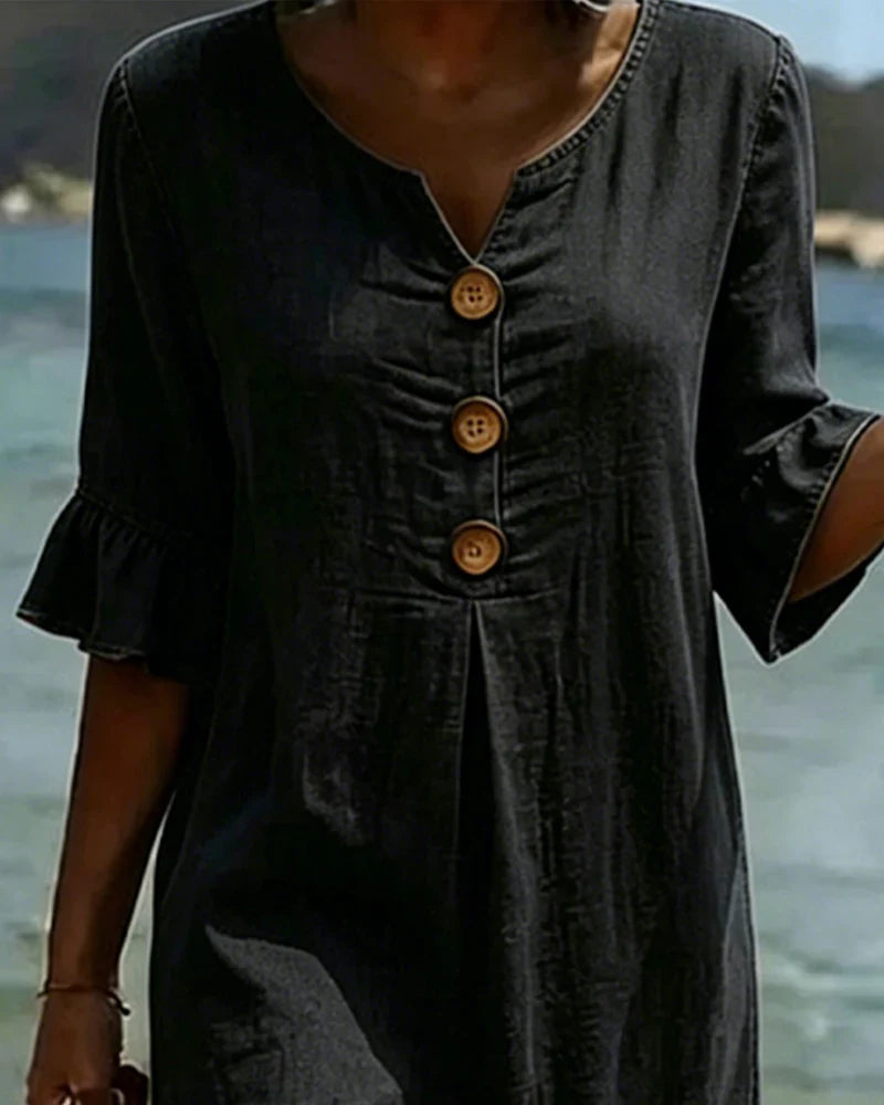 Anouk | Women's Ruffle Sleeve Denim Dress