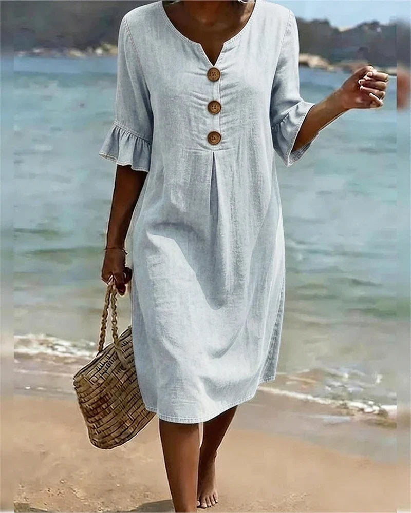 Anouk | Women's Ruffle Sleeve Denim Dress