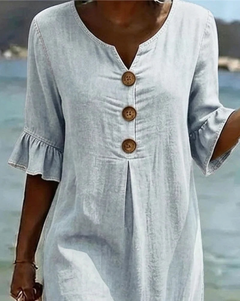 Anouk | Women's Ruffle Sleeve Denim Dress